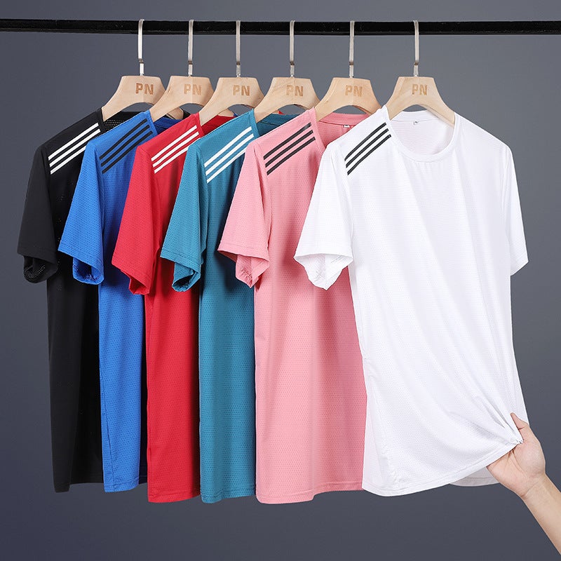 2022 New Couple Ice Silk Quick-Drying T-Shirt Plus Size Fat Short-Sleeved T-Shirt Men And Women All-Match - Image 3
