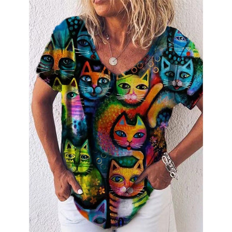 Women's positioning printed T-shirt top - Image 1