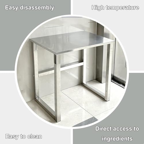 OGFC 18111 Heavy Duty Stainless Steel Workbench for Warehouse Packing Household Shelving Fish Tank Rack and Commercial Kitchen Preparation Sturdy Stable and Thickened Metal Table 60x40x70cm - Image 2