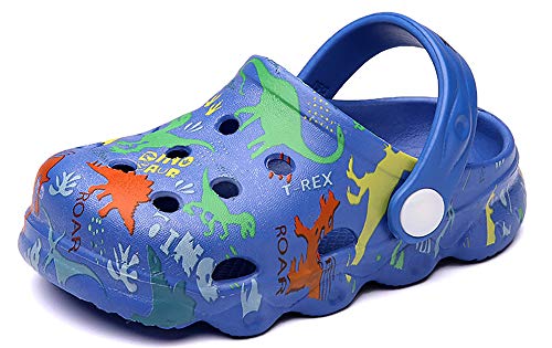 INMINPIN Kids Cute Clogs Cartoon Garden Shoes Boys Girls Slides Slippers Indoor Outdoor Children Water Shower Beach Pool Sandals, Blue, 11-11.5 Little Kids - Image 1