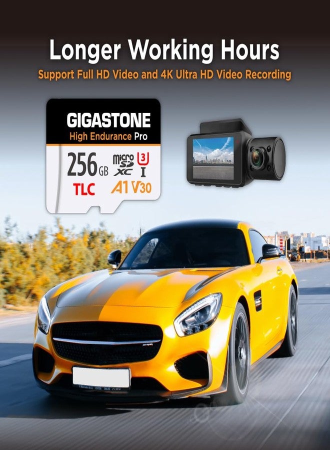 جيجاستون بطاقة ذاكرة GIGASTONE Micro SD بسعة 256 جيجابايت، عالية التحمل، تدعم تصوير فيديو 4K UHD، مناسبة لكاميرات المراقبة الأمنية، سرعة نقل بيانات 100 ميجابايت/ثانية، فئة A1 V30 U3، محول طاقة مرفق. - Image 5