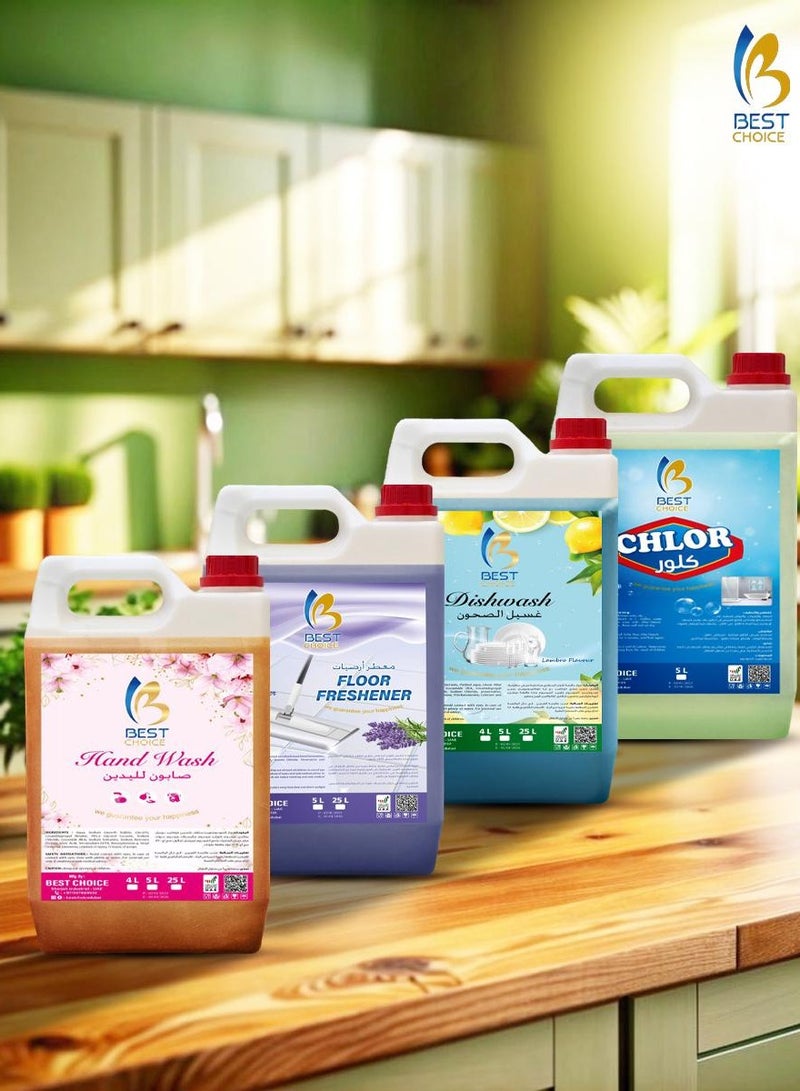Best Choice 4-in-1 Cleaning Pack - Dish Wash, Bleach, Handwash, Floor Freshener Lavender - 5 L Each - Image 3