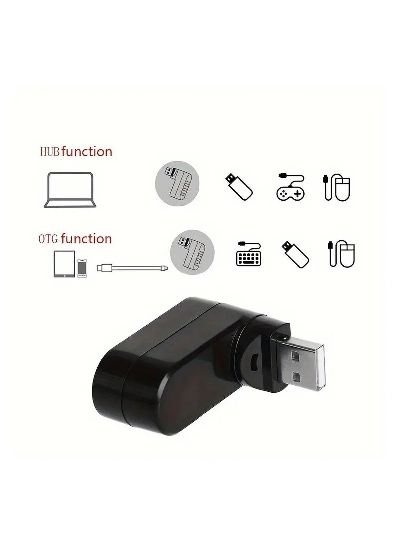 High Quality For Laptop For PC Hub USB Rotate Splitter Mini Adapter 3 Ports - Image 3