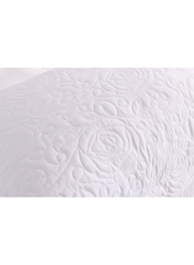 MarCielo 2Piece Embroidered Pillow Shams King Decorative Microfiber Pillow Covers Set King Size White - Image 2