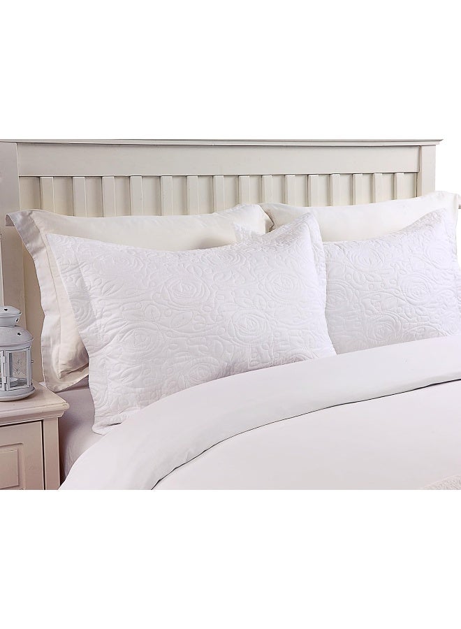 MarCielo 2Piece Embroidered Pillow Shams King Decorative Microfiber Pillow Covers Set King Size White - Image 4