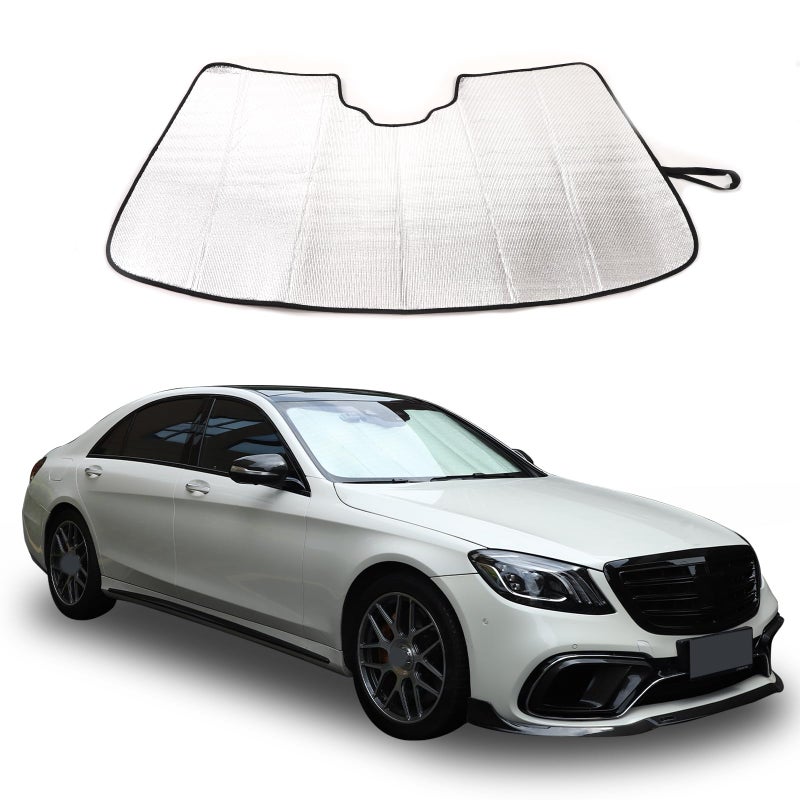 Custom Fit Car Front Windshield Sunshade Compatible with 20082020 Mercedes S Class Foldable Sun Visor Protector Blocks UV Rays Auto Window Sun Shade Keeps Your Vehicle Cooler Silver