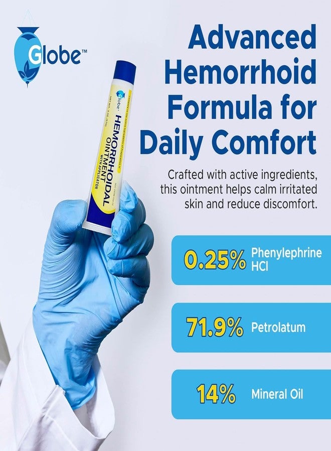 Globe Hemorrhoidal Ointment, Phenylephrine HCl, Petrolatum, Mineral Oil, Relief from Burning, Itching and Discomfort of Hemorrhoids, 2 Ounces (4 Pack) - Image 4
