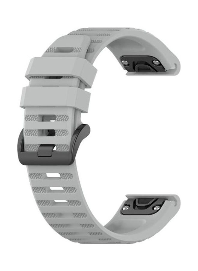 NIBEMINENT Quick Release Official Texture Watchband with Metal Button For Garmin Fenix 6 22mm Grey - Image 3