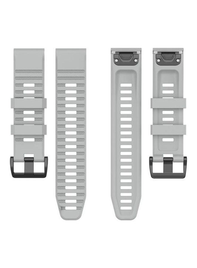 NIBEMINENT Quick Release Official Texture Watchband with Metal Button For Garmin Fenix 6 22mm Grey - Image 5