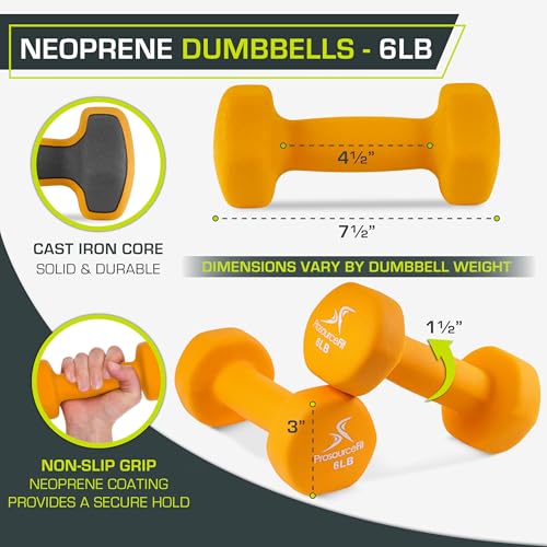ProsourceFit Neoprene Dumbbell Coated for Non-Slip Grip, 6 lb - Image 2