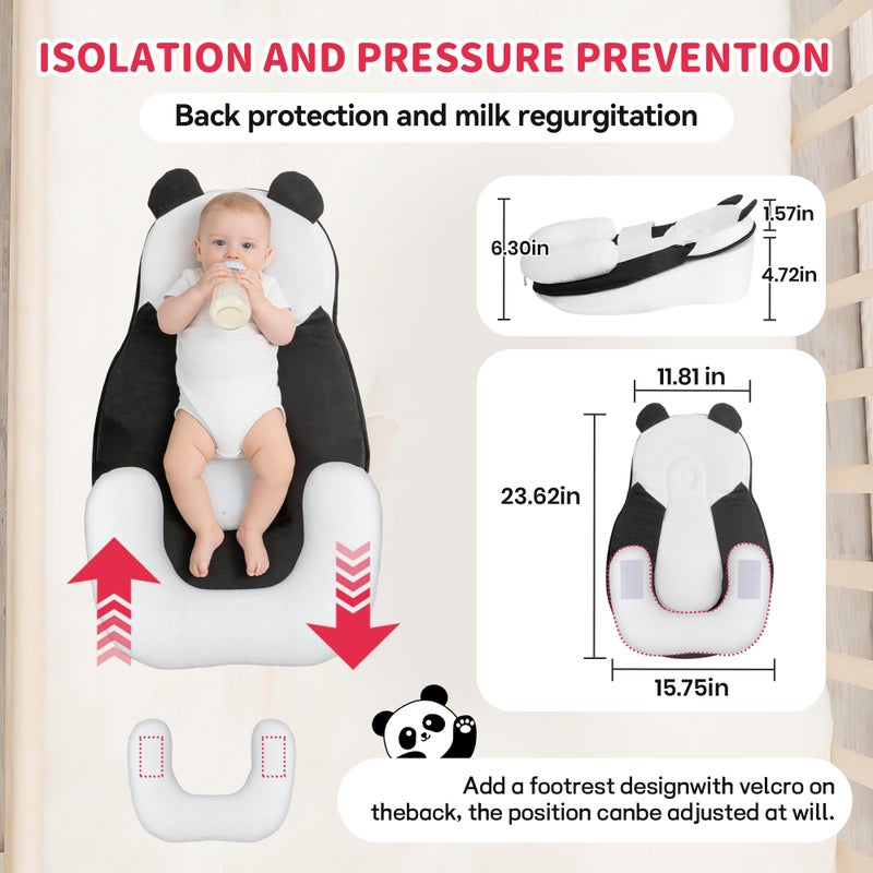 Rootling Baby Feeding Pillow, Anti Overflow Feeding Pillow for Reducing Spit-Up, Safety Nursing Pillow, Baby Lounger Reflux Wedge Breastfeeding, Removable top and Bottom (Black, Small) - Image 4