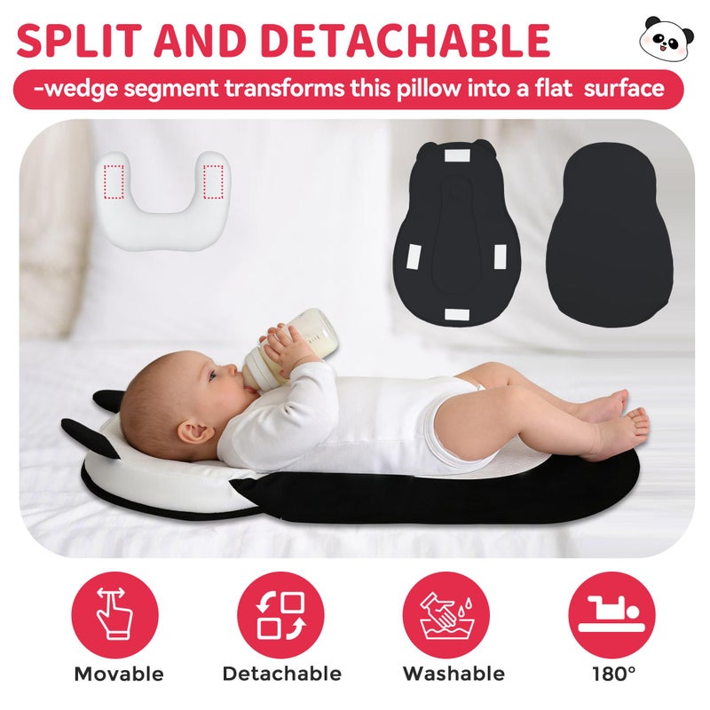 Rootling Baby Feeding Pillow, Anti Overflow Feeding Pillow for Reducing Spit-Up, Safety Nursing Pillow, Baby Lounger Reflux Wedge Breastfeeding, Removable top and Bottom (Black, Small) - Image 5