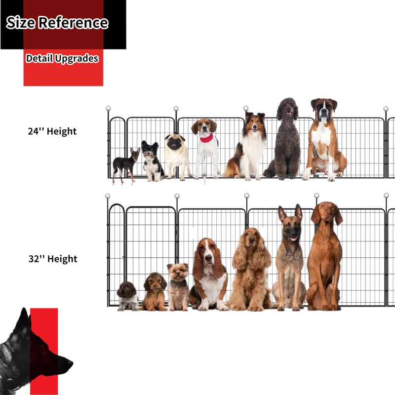 IGOOUO Puppy Playpen Indoor/Outdoor,24'' Portable Dog Playpen with Easy-Carry Straps,6 Panels Dog Pen Play Pen for Small Dogs,Rustproof Pet Playpen for Camping RV Yard(with One Door) - Image 5