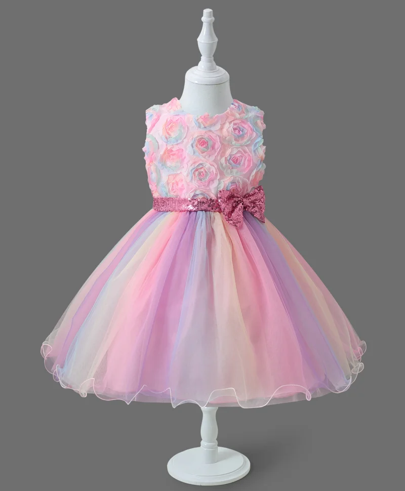 Mark & Mia Mark & Mia Sequins Embellished Bow Detailed Floral Sleeveless Dress - Pink