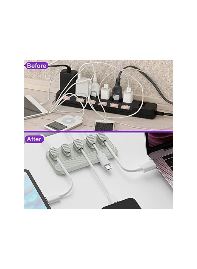 KASTWAVE Cable Management Magnetic Cable Holder Desktop Multipurpose Cord Keeper 5 Clips For Lightning Cables Usb C Cables Micro Cables Sticks To Wood Marble Metal Glass Gray 1 Pack - Image 3