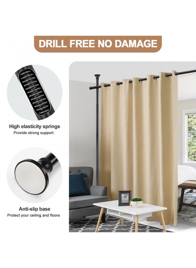 CALCHELE Room Divider Rod, Curtain Rod No Drilling Partition Room Dividers Tension Rod, 4-10ft (H) 48-72inch(W) Floor to Ceiling Room Divider Curtain Rod, Adjustable Curtain Divider for Room Separation Black - Image 1