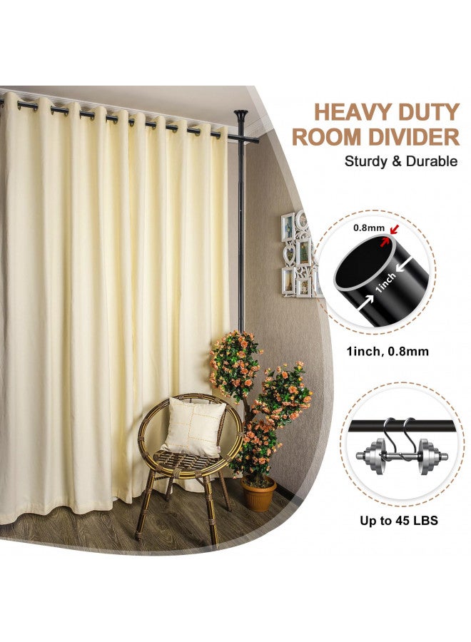 CALCHELE Room Divider Rod, Curtain Rod No Drilling Partition Room Dividers Tension Rod, 4-10ft (H) 48-72inch(W) Floor to Ceiling Room Divider Curtain Rod, Adjustable Curtain Divider for Room Separation Black - Image 3