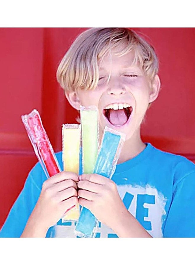 100 Disposable Ice Popsicle Mold Bags，BPA Free Freezer Tubes With Zip Seals ，For Healthy Snacks, Yogurt Sticks, Juice & Fruit Smoothies, Ice Candy Pops，Comes With A Funnel (11x2")  - Image 2