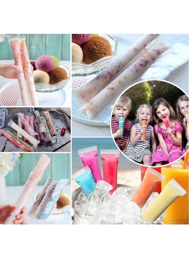 100 Disposable Ice Popsicle Mold Bags，BPA Free Freezer Tubes With Zip Seals ，For Healthy Snacks, Yogurt Sticks, Juice & Fruit Smoothies, Ice Candy Pops，Comes With A Funnel (11x2")  - Image 4