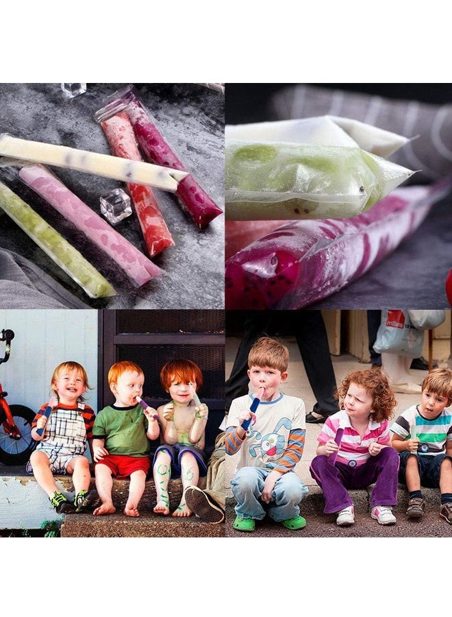 100 Disposable Ice Popsicle Mold Bags，BPA Free Freezer Tubes With Zip Seals ，For Healthy Snacks, Yogurt Sticks, Juice & Fruit Smoothies, Ice Candy Pops，Comes With A Funnel (11x2")  - Image 5