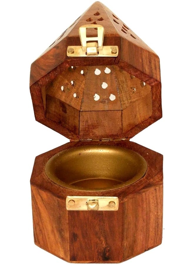 SAQOWARE Saqoware Wooden Bakhoor Burner- Pyramid Shaped | Oud burner | Incense Bakhoor Charcoal Burner | مبخرة عود,مبخرة بخور | Frankincense Burner | Madkhan | Mabkhara | Bakhoor Wooden Incense Burner  - Image 2