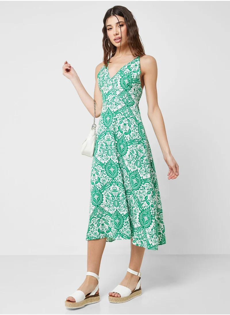 Ginger Strappy Floral A Line Dress
