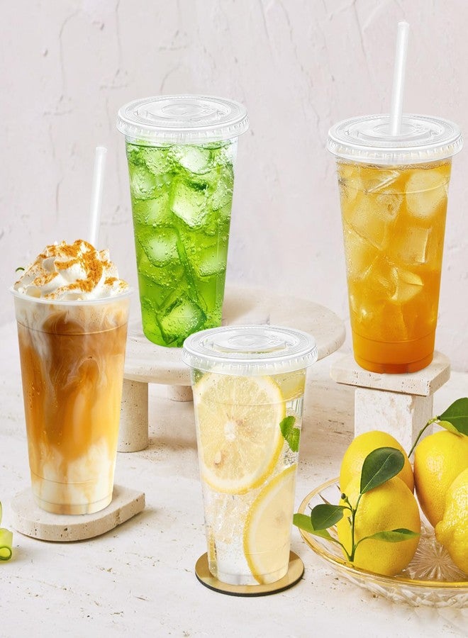 Clawsoff 16 oz 100 Pack Plastic Cups with Lids and Straws, Sturdy Food Safe Iced Clear Coffee Cups Disposable Smoothie Cups for Cold Drinks - Image 5