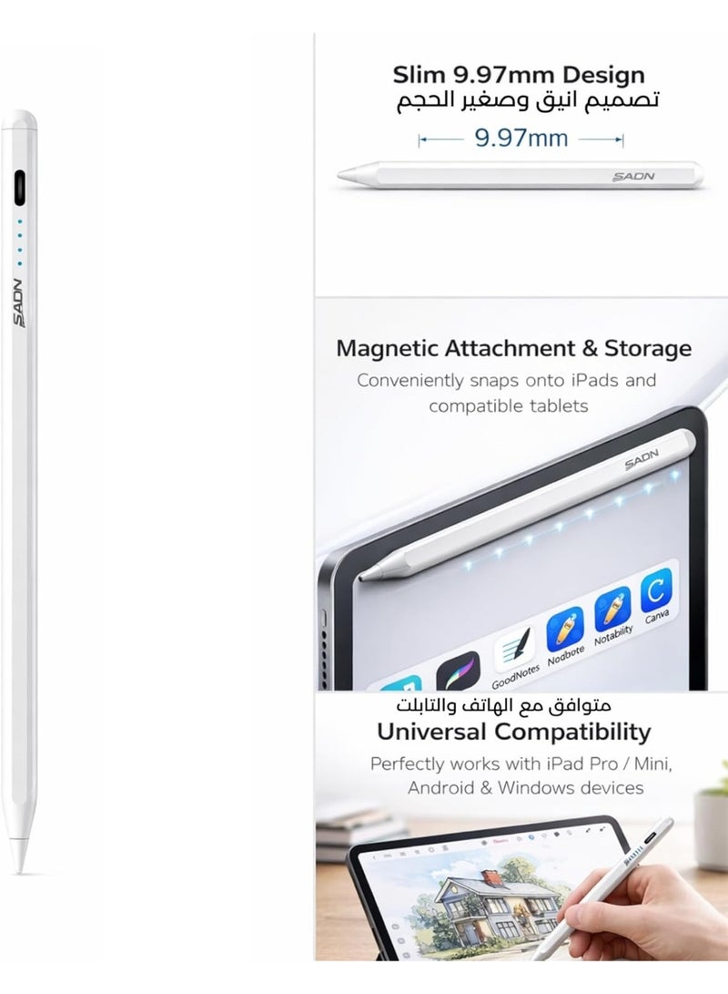 SADN iPad Air Bundle – Magnetic Stylus Pen + Slim Smart Case for iPad Air 11-Inch M4/M3/M2 (2026/2025/2024), iPad Air 5/4 10.9-Inch (2022/2020), Hard Back Stand Cover - Image 3