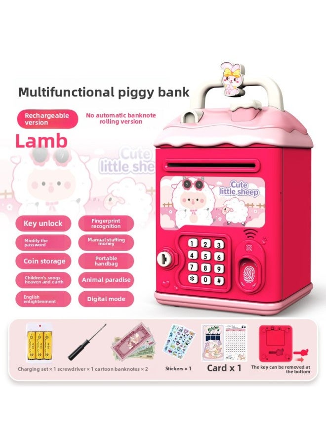 Generic - Children's Girls Kulomi Piggy Bank Can Be Accessed Only In And Out Of Boys Savings Password Box Postage-Color:Lamb [key Unlocking⭐Password Fingerprint⭐Manual Door Opening] Fast Charging Model - Image 1