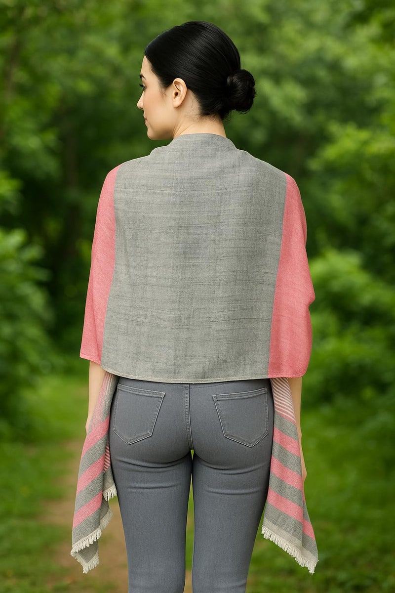 Flyer female Women's Stole/Scarf Colour- Pink & Grey Stylish 100% Soft Viscose Cotton Blend Ethnic Stripes Pattern Scarves Pack Of 1 St-13 - Image 5