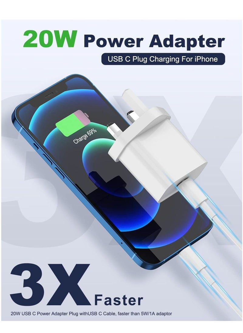 Generic - 20W Type C Fast Charger Adapter for iphone 14 pro/ 14 pro max/14/13/12/11, USB C Fast Charging Plug with Cable 1.5M - Image 1
