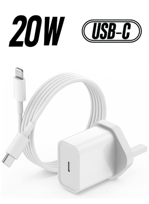 20W Type C Fast Charger Adapter for iphone 14 pro/ 14 pro max/14/13/12/11, USB C Fast Charging Plug with Cable 1.5M