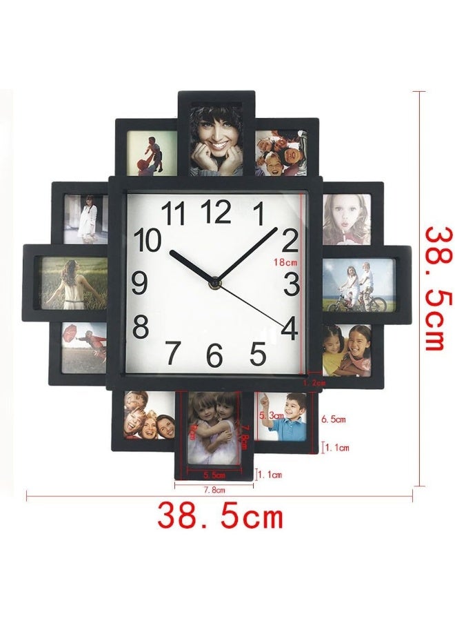 Timelike DIY Frame Clock Black 40cm x 40cm x 45cm Analog Display Protects Photos Kids Art Embroidery Designs - Image 1