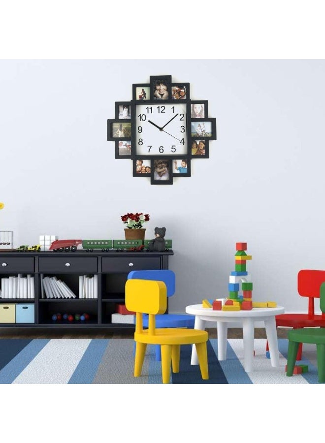 Timelike DIY Frame Clock Black 40cm x 40cm x 45cm Analog Display Protects Photos Kids Art Embroidery Designs - Image 4