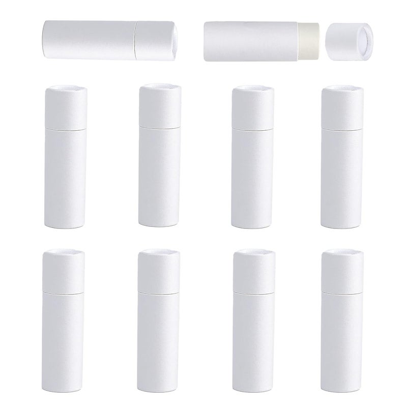 NICENEEDED NICENEEDED 10 Pcs 10ML Paperboard Lip Balm Tubes White Paper Lipstick Tube Cardboard Empty Lip Gloss Container Solid Perfume Tube Cosmetic Box for DIY Lip Gloss Balm Chapstick