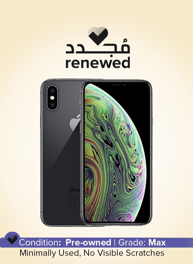 ابل  مُجدد - هاتف آيفون XS ماكس ثنائي الشريحة بذاكرة داخلية سعة 256 جيجابايت ومزود بتطبيق فيس تايم ويدعم تقنية 4G LTE، لون رمادي فلكي - Image 1