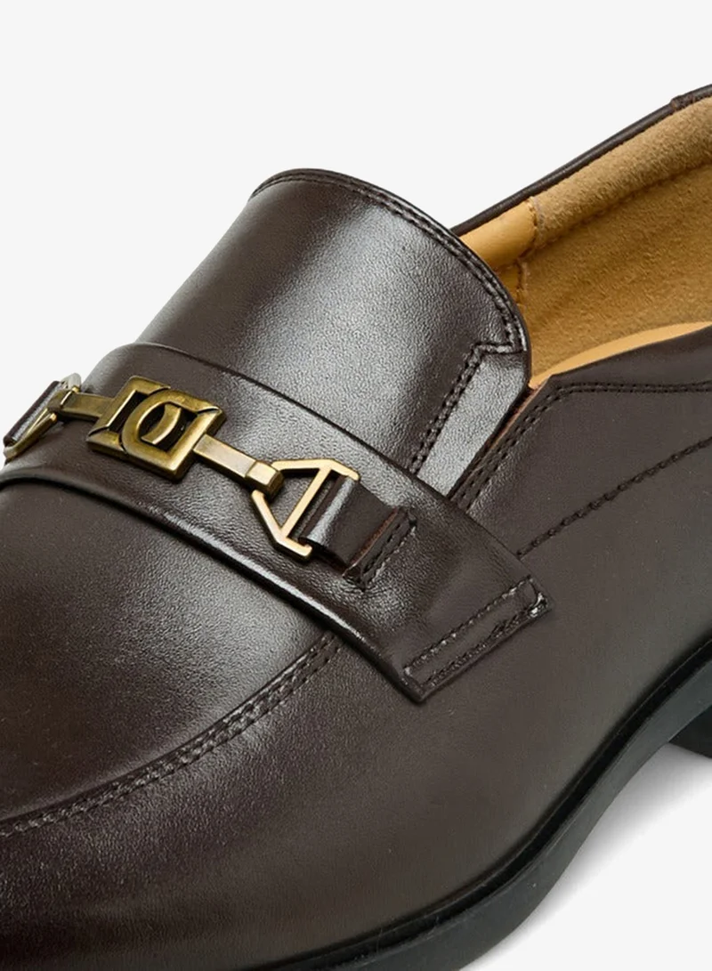 DUCHINI Brown Men Metal Accent Leather Loafers for Men | Best Price UAE