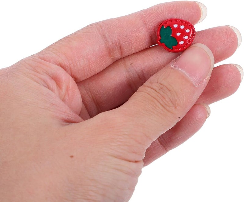 ABOOFAN 20pcs Strawberry Decorative Sewing Buttons for Clothing DIY Crafts, Red with White Dots, Small Flat Back Buttons for Garment Embellishment and Accessories - Image 4