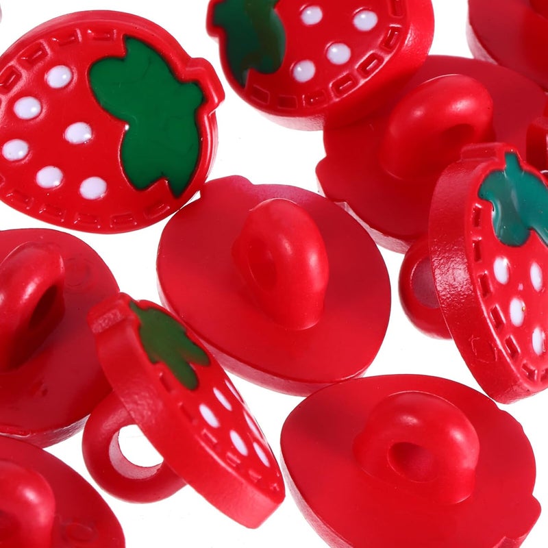 ABOOFAN 20pcs Strawberry Decorative Sewing Buttons for Clothing DIY Crafts, Red with White Dots, Small Flat Back Buttons for Garment Embellishment and Accessories - Image 3