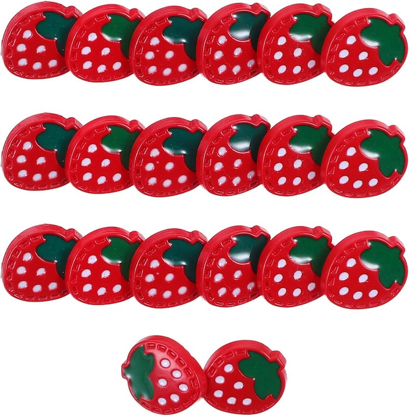 ABOOFAN 20pcs Strawberry Decorative Sewing Buttons for Clothing DIY Crafts, Red with White Dots, Small Flat Back Buttons for Garment Embellishment and Accessories - Image 1