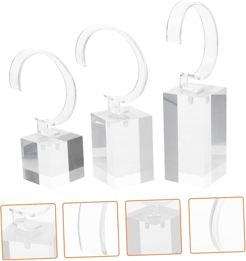 3pcs Transparent Multi-function Watch Stand Set for Boy Girl Bracelet Display Holder for Bedroom Bathroom Store Use Jewelry Organizer for Boys and Girls - Image 3