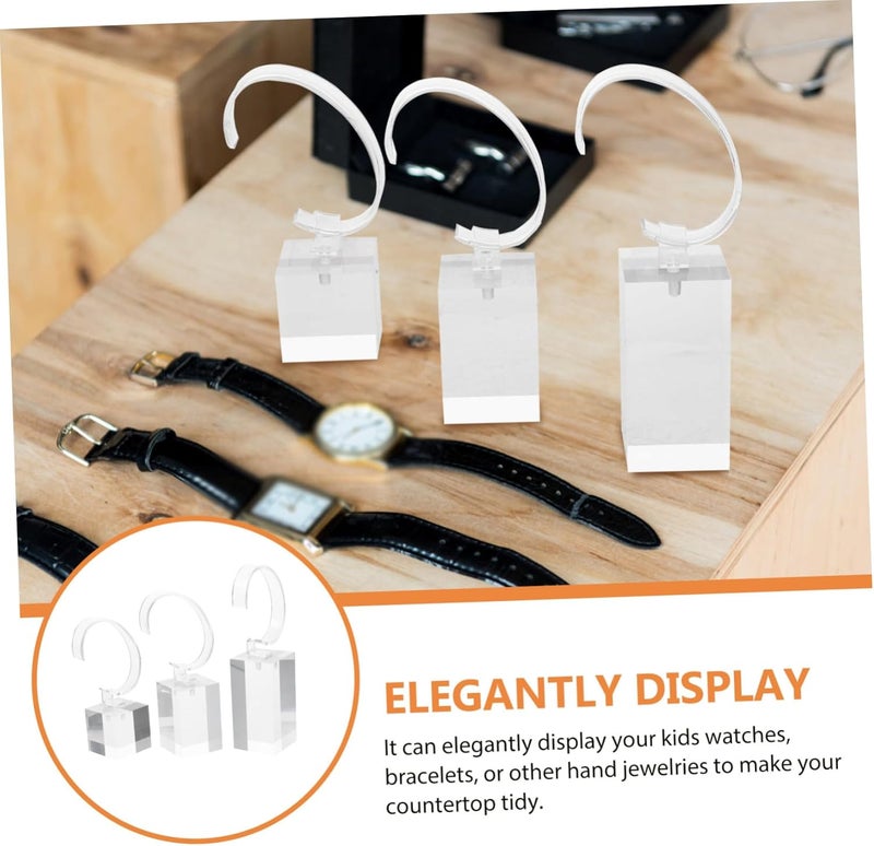 3pcs Transparent Multi-function Watch Stand Set for Boy Girl Bracelet Display Holder for Bedroom Bathroom Store Use Jewelry Organizer for Boys and Girls - Image 5