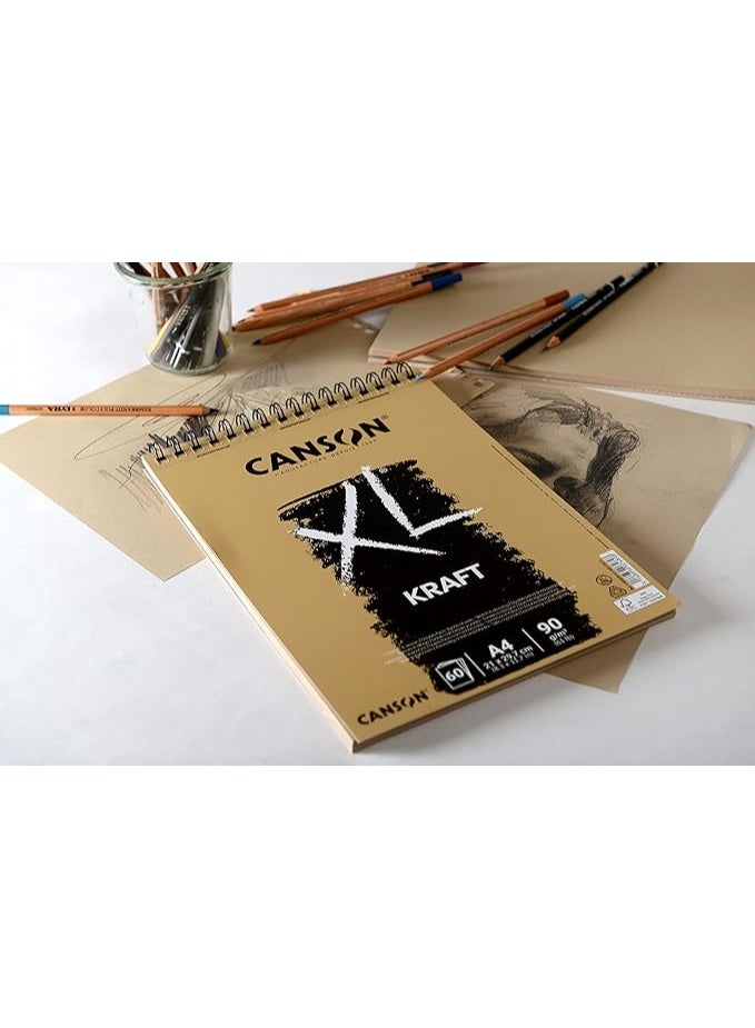 CANSON Pack of 60 XL Kraft Sheets Spiral Small Side A4 90 g - Image 2