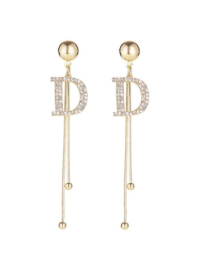 TUNKE Letter D Long Tassel Earrings, Sparkling Crystal Design, Elegant & Glam, Perfect for Parties, Weddings & Night Out - Image 3
