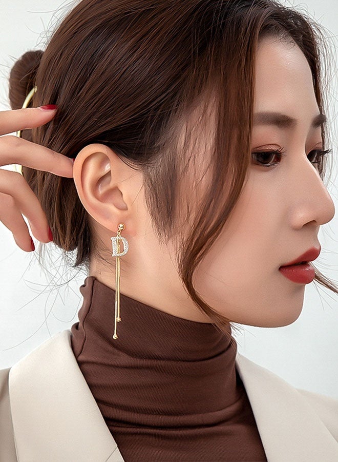 TUNKE Letter D Long Tassel Earrings, Sparkling Crystal Design, Elegant & Glam, Perfect for Parties, Weddings & Night Out - Image 5