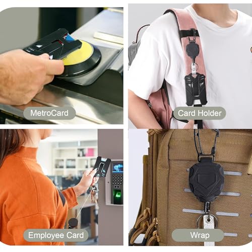 Jubobu ID Card Holder for Office,Retractable ID Card Pulley with Keychain and ID Card Cover,Anti-Lost Heavy-Duty Keychain with 80 CM Retractable - Image 5