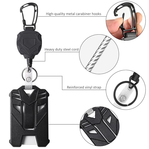 Jubobu ID Card Holder for Office,Retractable ID Card Pulley with Keychain and ID Card Cover,Anti-Lost Heavy-Duty Keychain with 80 CM Retractable - Image 4