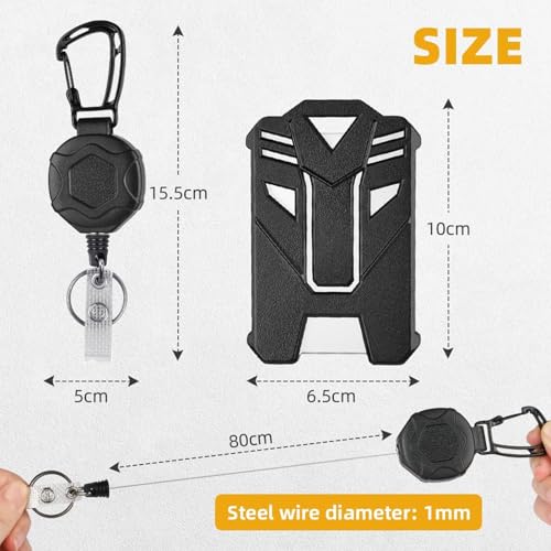 Jubobu ID Card Holder for Office,Retractable ID Card Pulley with Keychain and ID Card Cover,Anti-Lost Heavy-Duty Keychain with 80 CM Retractable - Image 2
