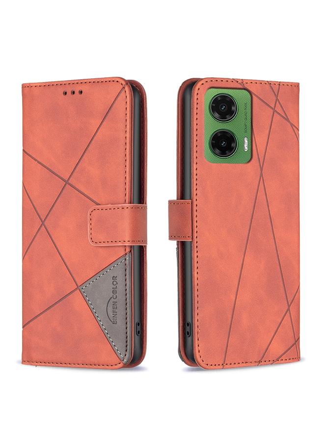 اس-توب جراب لهاتف موتورولا موتو جي 35 مصنوع من الجلد بتصميم معين مغناطيسي - Image 1