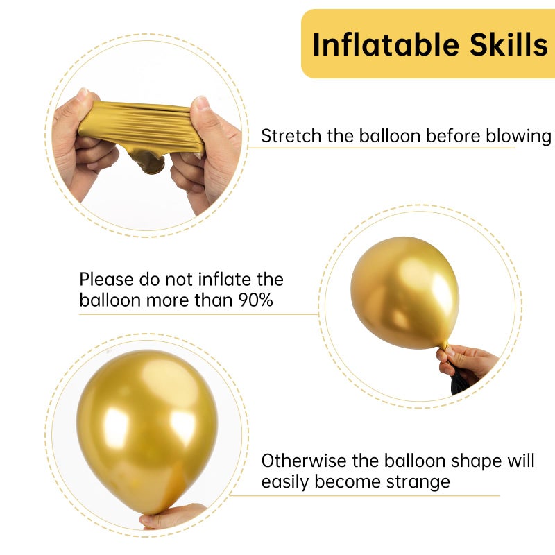 RUBFAC 129pcs Metallic Gold Balloons Different Sizes 18 12 10 5 Inch, Latex Balloon Garland Arch Kit for Party Graduation Wedding Holiday Happy Birthday Decoration - Image 3